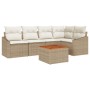 Juego de Sofá de Jardín de 6 Piezas con Cojines Beige de Rattan Poliéster de , Sofás de exterior - Ref: Foro24-3347834, Preci...