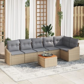 Conjunto de Sofá de Jardín de 7 Piezas con Cojines Beige Poliratán Acacia de , Sofás de exterior - Ref: Foro24-3347840, Preci...
