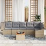 Conjunto de Sofá de Jardín de 7 Piezas con Cojines Beige Poliratán Acacia de , Sofás de exterior - Ref: Foro24-3347840, Preci...