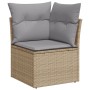Conjunto de Sofá de Jardín de 7 Piezas con Cojines Beige Poliratán Acacia de , Sofás de exterior - Ref: Foro24-3347840, Preci...