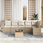 Conjunto de Sofá de Jardín de 7 Piezas con Cojines Beige Poliratán Acacia de , Sofás de exterior - Ref: Foro24-3347841, Preci...