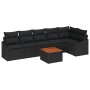 Conjunto de Sofá de Jardín de 7 Piezas con Cojines Negro Poliratán Acacia de , Sofás de exterior - Ref: Foro24-3347842, Preci...