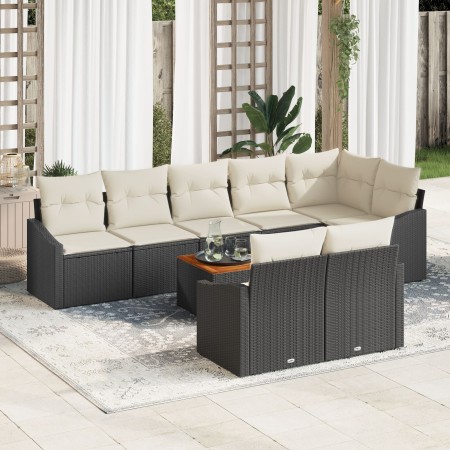 Conjunto de Sofá de Jardín de 9 Piezas con Cojines Negro Ratán Poliéster de , Sofás de exterior - Ref: Foro24-3347845, Precio...