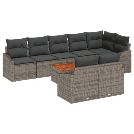 Juego de Sofá de Jardín de 9 Piezas con Cojines Gris Poliratán Acacia de , Sofás de exterior - Ref: Foro24-3347846, Precio: 5...