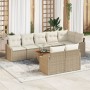 Juego de sofás de jardín de 9 piezas con cojines beige ratán poliéster acacia de , Sofás de exterior - Ref: Foro24-3347848, P...