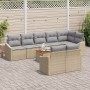 Juego de Sofá de Jardín de 9 Piezas con Cojines Beige Polirratán Acacia de , Sofás de exterior - Ref: Foro24-3347847, Precio:...