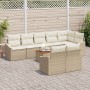 Juego de sofás de jardín de 9 piezas con cojines beige ratán poliéster acacia de , Sofás de exterior - Ref: Foro24-3347848, P...