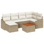 Conjunto de sofá de 7 piezas con cojines beige de poliratán acacia de , Sofás de exterior - Ref: Foro24-3347855, Precio: 443,...