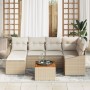 Conjunto de sofá de 7 piezas con cojines beige de poliratán acacia de , Sofás de exterior - Ref: Foro24-3347855, Precio: 443,...