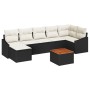 Set de Sofá de Jardín de 8 Piezas con Cojines Negros de Poliratán y Acacia de , Sofás de exterior - Ref: Foro24-3347859, Prec...