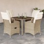 Set comedor de jardín 5 pzas con cojines ratán sintético beige en Conjuntos de jardín | Comprar online en Foru.es