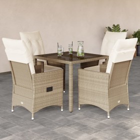 Set comedor de jardín 5 pzas con cojines ratán sintético beige en Conjuntos de jardín | Comprar online en Foru.es