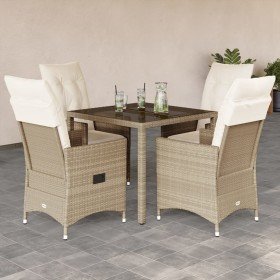 Set comedor de jardín 5 pzas con cojines ratán sintético beige en Conjuntos de jardín | Comprar online en Foru.es