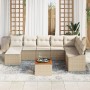 Set de Sofás de Jardín de 9 Piezas con Cojines Beige Ratán Poliéster Acacia de , Sofás de exterior - Ref: Foro24-3347869, Pre...