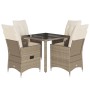 Set comedor de jardín 5 pzas con cojines ratán sintético beige en Conjuntos de jardín | Comprar online en Foru.es