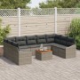 Conjunto de Sofás de Jardín de 10 Piezas con Cojines Gris Polirratán Acacia de , Sofás de exterior - Ref: Foro24-3347874, Pre...