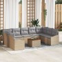 Juego de Sofá de Jardín de 10 Piezas con Cojines Beige Poliratán Acacia de , Sofás de exterior - Ref: Foro24-3347875, Precio:...