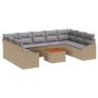 Juego de Sofá de Jardín de 10 Piezas con Cojines Beige Poliratán Acacia de , Sofás de exterior - Ref: Foro24-3347875, Precio:...