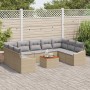 Juego de Sofá de Jardín de 10 Piezas con Cojines Beige Poliratán Acacia de , Sofás de exterior - Ref: Foro24-3347875, Precio:...