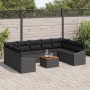 Set de Sofá de Jardín de 10 piezas con Cojines Negro Poliratán Acacia de , Sofás de exterior - Ref: Foro24-3347877, Precio: 6...