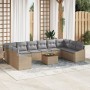 Juego de Sofá para Jardín de 11 Piezas con Cojines Beige de Ratán Acacia de , Sofás de exterior - Ref: Foro24-3347882, Precio...