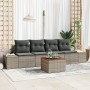 Conjunto de Sofá de Jardín de 5 Piezas con Cojines Gris Poliratán Acacia de , Sofás de exterior - Ref: Foro24-3347888, Precio...