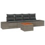 Conjunto de Sofá de Jardín de 5 Piezas con Cojines Gris Poliratán Acacia de , Sofás de exterior - Ref: Foro24-3347888, Precio...