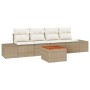 Conjunto de Sofás de Jardín de 5 Piezas con Cojines Beige de Rattan Polímero Acacia de , Sofás de exterior - Ref: Foro24-3347...