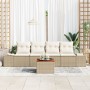 Conjunto de Sofás de Jardín de 5 Piezas con Cojines Beige de Rattan Polímero Acacia de , Sofás de exterior - Ref: Foro24-3347...