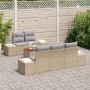 Conjunto de Sofás de Jardín de 6 Piezas con Cojines Beige Ratán Poliéster Acacia de , Sofás de exterior - Ref: Foro24-3347896...