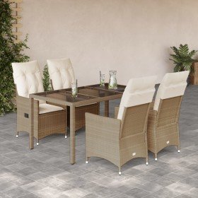 Set comedor de jardín 5 pzas con cojines ratán sintético beige en Conjuntos de jardín | Comprar online en Foru.es