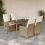 Set comedor de jardín 5 pzas con cojines ratán sintético beige en Conjuntos de jardín | Comprar online en Foru.es