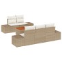 Juego de Sofá de Jardín de 6 Piezas con Cojines Beige Poliratán Acacia de , Sofás de exterior - Ref: Foro24-3347897, Precio: ...