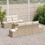 Juego de Sofá de Jardín de 6 Piezas con Cojines Beige Poliratán Acacia de , Sofás de exterior - Ref: Foro24-3347897, Precio: ...