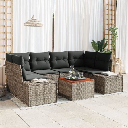 Juego de Sofá de Jardín de 7 Piezas con Cojines Gris Poliratán Acacia de , Sofás de exterior - Ref: Foro24-3347909, Precio: 4...