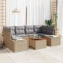 Conjunto de Sofá de Jardín de 7 Piezas con Cojines Beige Ratán Poliéster Acacia de , Sofás de exterior - Ref: Foro24-3347910,...