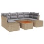 Conjunto de Sofá de Jardín de 7 Piezas con Cojines Beige Ratán Poliéster Acacia de , Sofás de exterior - Ref: Foro24-3347910,...