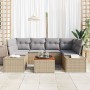 Conjunto de Sofá de Jardín de 7 Piezas con Cojines Beige Ratán Poliéster Acacia de , Sofás de exterior - Ref: Foro24-3347910,...