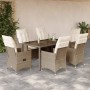 Set comedor de jardín 7 pzas con cojines ratán sintético beige en Conjuntos de jardín | Comprar online en Foru.es