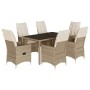 Set comedor de jardín 7 pzas con cojines ratán sintético beige en Conjuntos de jardín | Comprar online en Foru.es