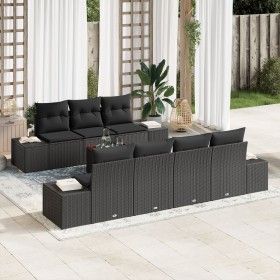 Juego de sofá de jardín de 8 piezas con cojines negros de poliratán de , Sofás de exterior - Ref: Foro24-3347919, Precio: 563...