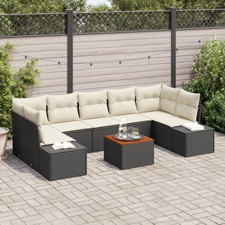 Conjunto de Sofás de Jardín de 8 Piezas con Cojines Negro Poliratán Acacia de , Sofás de exterior - Ref: Foro24-3347922, Prec...