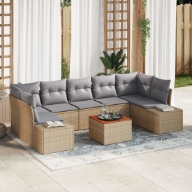 Juego de Sofás de Jardín de 8 Piezas con Cojines Beige Poliratán Acacia de , Sofás de exterior - Ref: Foro24-3347924, Precio:...