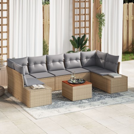 Juego de Sofás de Jardín de 8 Piezas con Cojines Beige Poliratán Acacia de , Sofás de exterior - Ref: Foro24-3347924, Precio:...