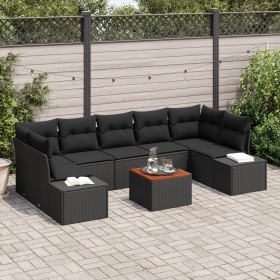 Juego de Sofás de Jardín de 8 Piezas con Cojines Negro Poliratán Acacia de , Sofás de exterior - Ref: Foro24-3347926, Precio:...
