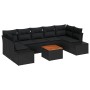 Juego de Sofás de Jardín de 8 Piezas con Cojines Negro Poliratán Acacia de , Sofás de exterior - Ref: Foro24-3347926, Precio:...