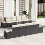 Conjunto de Sofá de Jardín de 9 Piezas con Cojines Negro Poliratán Acacia de , Sofás de exterior - Ref: Foro24-3347929, Preci...