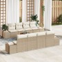Conjunto de sofá de jardín de 9 piezas con cojines beige poliratán acacia. de , Sofás de exterior - Ref: Foro24-3347932, Prec...