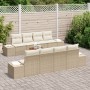 Conjunto de sofá de jardín de 9 piezas con cojines beige poliratán acacia. de , Sofás de exterior - Ref: Foro24-3347932, Prec...