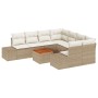 Juego de Sofás de Jardín Juego de 9 Beige y crema Rattan, Poliéster de , Sofás de exterior - Ref: Foro24-3347939, Precio: 615...